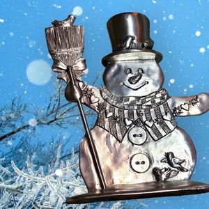 Vintage Seagull Pewter Etain Zinn Canada Frosty the Snowman Candleholder 1999